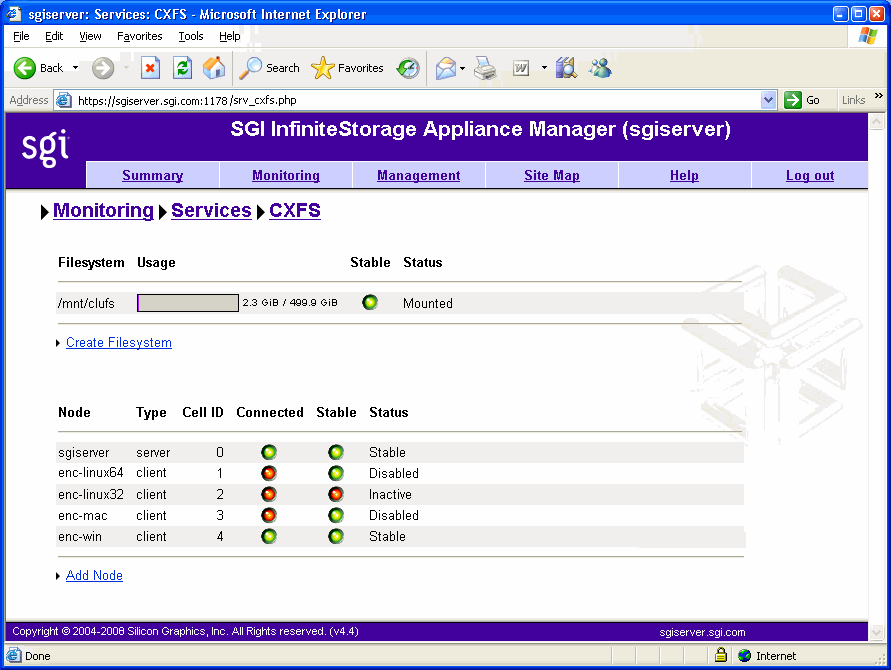 CXFS Monitoring Example